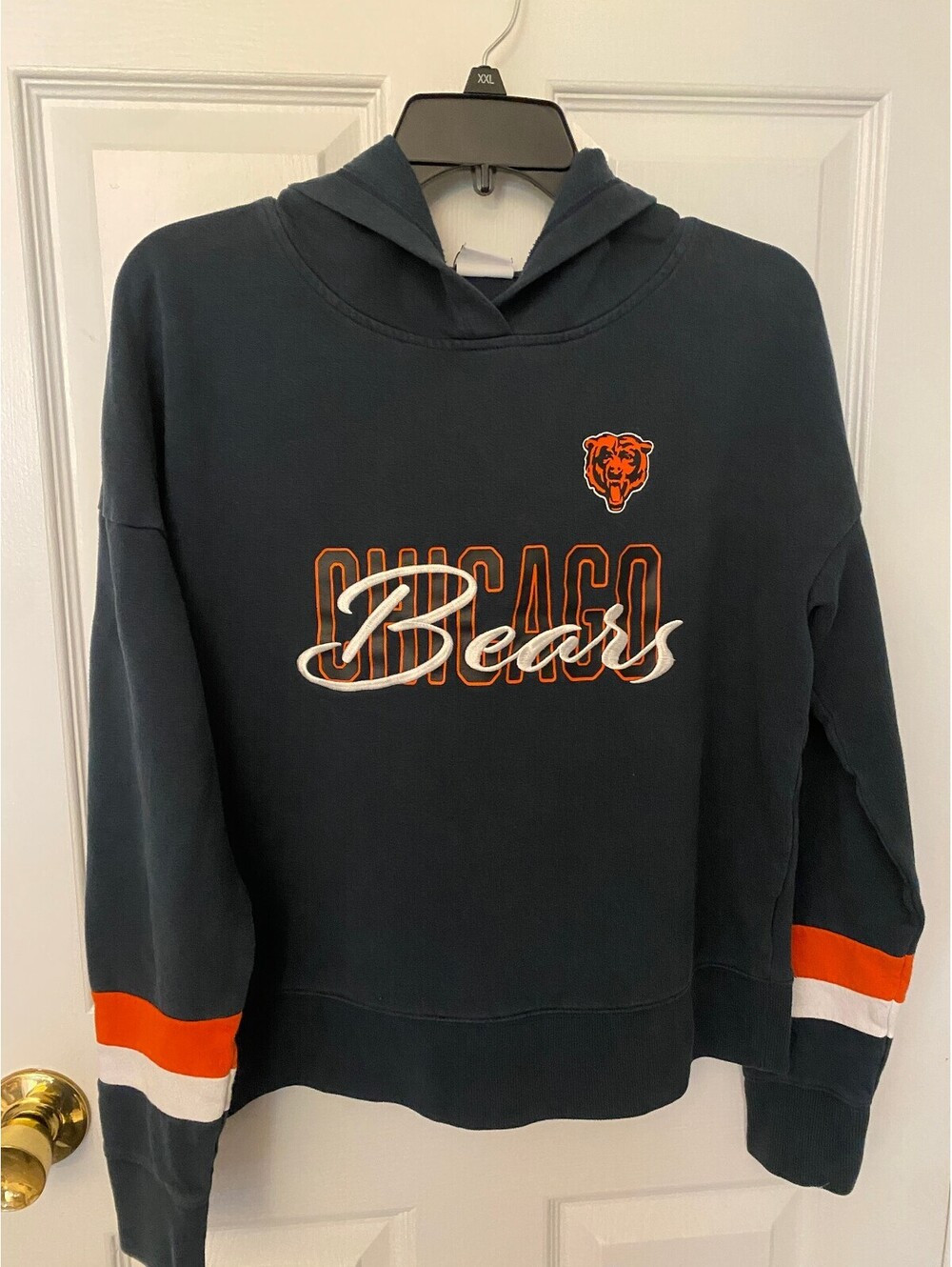 Unisex Chicago Bears Starter Navy Home Plate Hoodie.